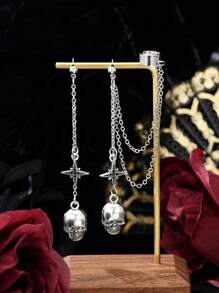 1 đôi Halloween Thiết kế Skull Thời trang Hoa tai - Màu Bạc Cổ - Xem 2