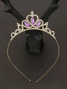 1 件裝新娘婚禮生日派對皇冠帶水鑽髮飾、舞台表演 - 紫色 - 查看 1