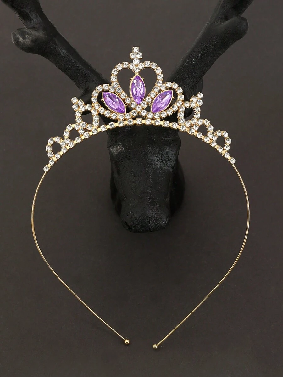 1 件裝新娘婚禮生日派對皇冠帶水鑽髮飾、舞台表演 - 紫色 - 查看 1