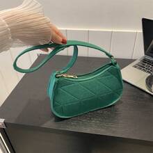 Shoulder Solid Color Minimalist Women's Handbag - Green - View 3