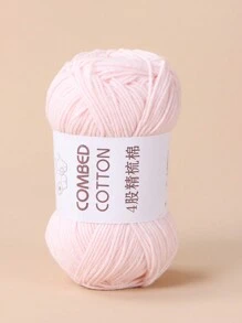 1 Roll Of 4 Ply Combed Yarn Ball, Light Pink Color - Baby Pink - View 2