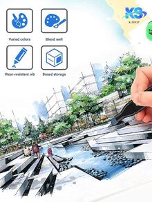 Set de plumones de arquitectura premium: 100 piezas de marcadores artísticos de alta calidad - Multicolor - Ver 5