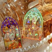 20Pcs Mucha Gallery Series Decorative Laser Gold Sticker Retro Handbook Scrapbooking Label Diy Diary Album Journal Planner - Yellow - View 1