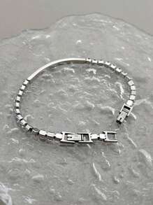 1入時尚情侶正方形立方氧化鋯手鍊,適合約會、禮物、日常、工作、派對和聚會 - 彩色 - 查看 3