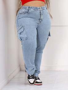 Plus Size Pants - 淺灰色 - 查看 4