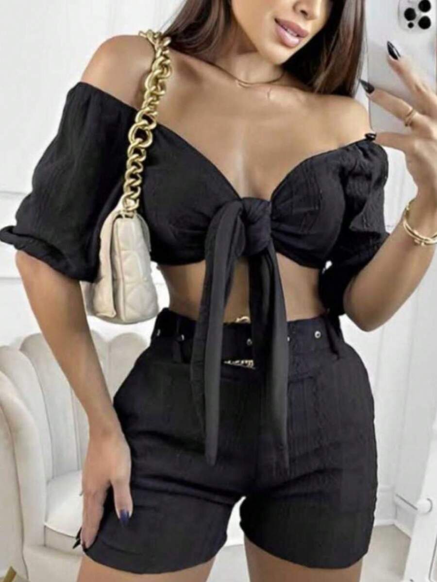 Women Two-piece Outfits - 黑色 - 查看 1