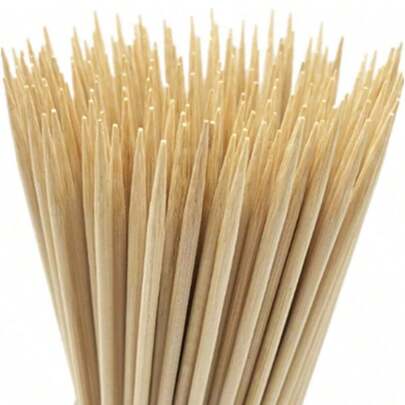 50 piezas Pinchos de bambú para palillo de madera, barbacoa, aperitivos, frutas, cócteles, carne a la parrilla, fuente de chocolate, cocina, bricolaje, fiesta