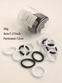 50pcs Basic Elastic Hair Ties For Women, Packed In Jar For Ponytail And Braids Casual Ponytail Holders Hair Elastics Hair Rubber Bands Scrunchies Hair Rope ,Gym Sport Outfit Hair Accessories Head Accessories Elastic Band - Black and White - View 5