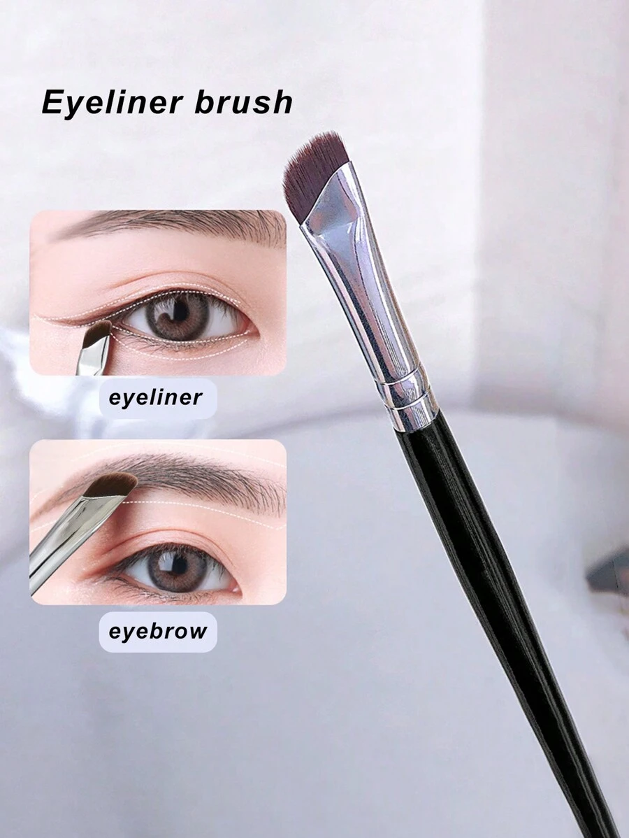 1pc Flat Top Eyeliner Brush With Bent Shape For Eye And Eyelid And