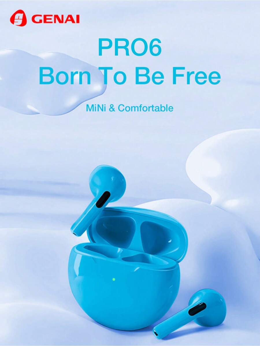 GENAI GENAI PRO6 TWS True Wireless Stereo HiFi Earphones, Wireless Earbuds Noise-Proof Headphones Built In Mic Handset IPX5 Waterproof For Sport Women Girls Gifts Ideas, Purple