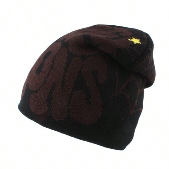 经典男士秋冬帽子腈纶针织无檐便帽字母提花编织无檐便帽冬帽