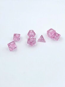 7 件/套粉色多面骰子，适合万圣节/圣诞节/感恩节的成人派对游戏