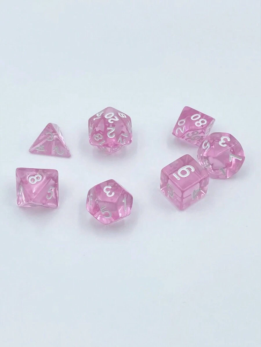 7 件/套粉色多面骰子，适合万圣节/圣诞节/感恩节的成人派对游戏