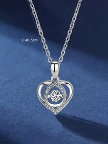 1件女士精美心形吊墜項鍊,優雅獨特的設計 - 白色 - 查看 4