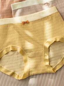 5pcs Japanese Style Morandi Color Block Seamless Women's Mid-rise Triangle Panties - Dusty Pink - View 6