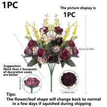 1PC Artificial Flowers, Snowflakes, Rose Bouquets, Valentine'S Day Gifts, Birthday Parties, Party Decorations, Wedding Flower Baskets, Bride Holding Flowers, Home Furnishings, Dining Rooms, Bedrooms, Windowsills, Vases, Decorations,Valentine'S Day Gift , New Year Decorations, Outdoor Gardens, Start Of School Season - Purple - View 2