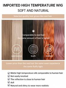 長捲彩虹色合成帶瀏海女用假髮,耐熱自然中分cosplay聚會蘿莉塔萬聖節婚禮髮型假髮 - 彩色 - 查看 7