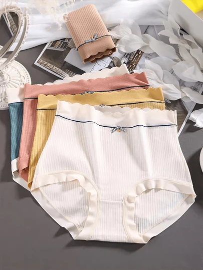 5 件套高腰无缝蕾丝内裤，XL-XXXL 加大码女士内衣