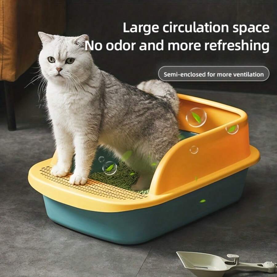 Extra Large Cat Litter Box With High Sides To Prevent Spills, Includes