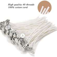 Conjunto De 100 Piezas De Pabilos Para Velas, Pabilos De Cera Sin Humo, Blancos, Longitud 12/15/20cm, Accesorios Para Hacer Velas De Aromaterapia Diy - Blanco - Ver 5