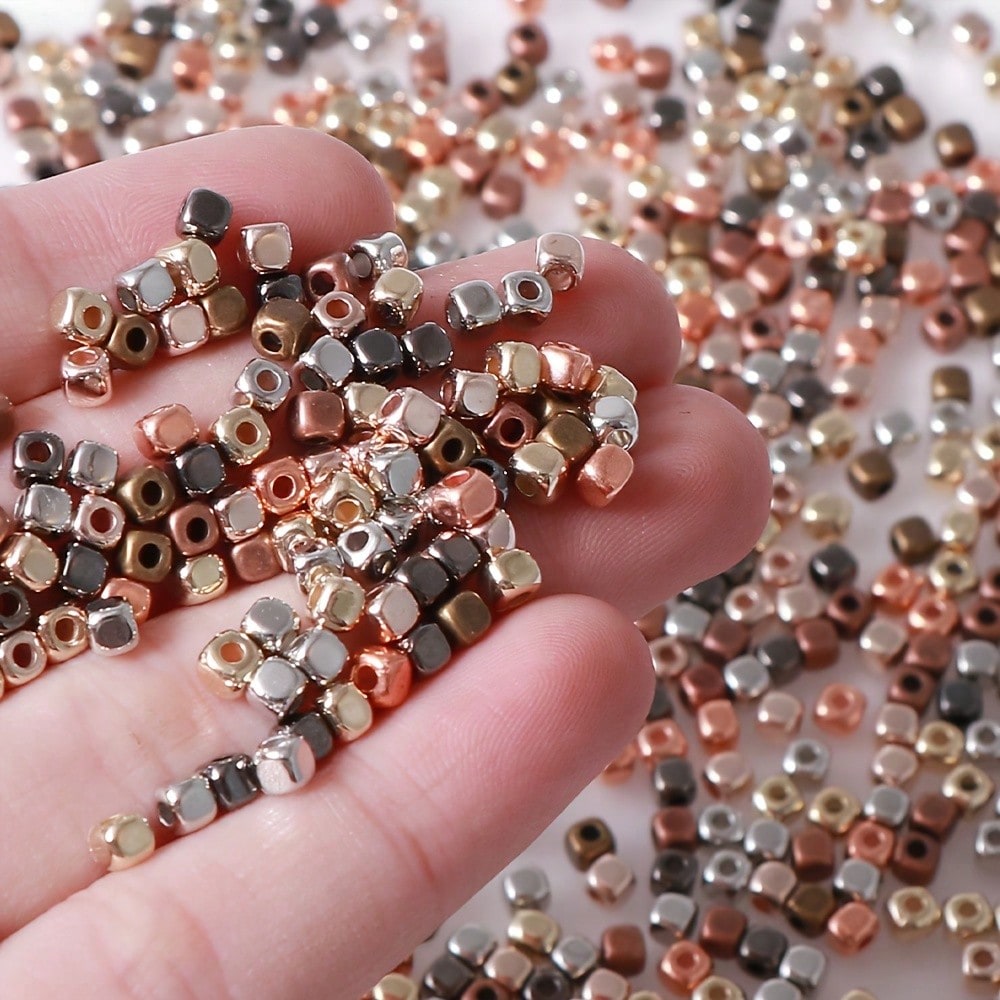 400/800pcs/Set Ccb Small Hole Mixed Color 3mm Square Arc Bead Spacers For Handmade Diy Jewelry Making, Semi-Finished Accessories Material