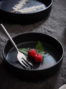 1pc 6 Inch Black Ceramic Plate, Household Plate Dish For Food Presentation, Durable - Black 6 inches - View 1