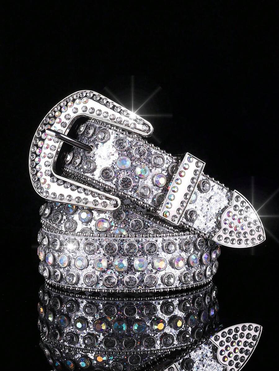 1pc Silver Punk Cowboy Rock Y2k Rivet Embellished Rhinestone Waist Belt Street,School Halloween Summer, School Fall, Autumn, Halloween Autumn-Winter Accessories,Suitable For Teens, Youth,Men,Casual, Outdoor, Athletic, Vacation, Graduation Gifts, Birthday, Daily Wear