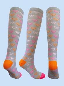 1對灰色心形跑步運動襪,靜脈曲張血液循環壓力浮腫壓縮襪 - 彩色 - 查看 2