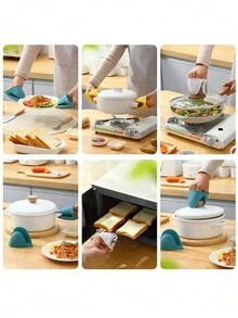 1pc Silicone Heat Resistant Glove For Oven, Microwave, Anti-Slip Bowl & Pot Clip - Multicolor - View 6