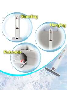 1 Handle+3pcs Magic Mini Mop Head Handheld Household Car Portable Pressing Type Sponge Mop For Wet And Dry Cleaning In Bathroom, Kitchen, Tableware, Desktop, Glass - White - View 8