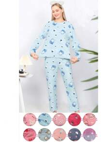 5 Sets Of Warm Plush Polar Fleece Pajamas For Women - Nhiều màu - Xem 6