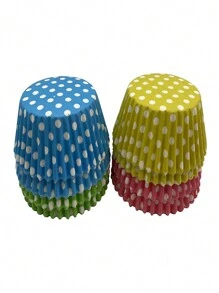 100pcs/Set Oil-Proof Cupcake Liners With Cute Green Polka Dot Pattern, Disposable Muffin Cups For Cakes, Brownies - Multicolor - View 2