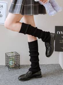 1 双女士个性化保暖黑色冬季长筒袜 - 黑色 - 查看 3