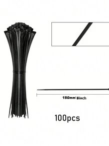 100pcs Cable Zip Ties, Heavy Duty Nylon Tie Wraps For Indoor And Outdoor Use, Self-locking Black Wire Ties For Cable Management