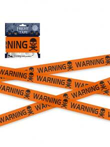 1 Pieza Cinta De Advertencia De Halloween Con Patrón De Calavera Para La Seguridad Decoración De Pascua Y Fiestas - Naranja - Ver 9