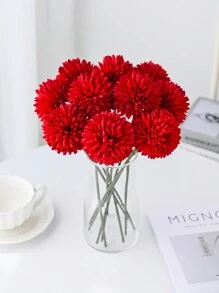 5入/10入組人造球菊花繡球花束，家居花瓶佈置，餐廳，臥室，花藝布置，婚禮，新娘捧花，手環花，胸花DIY素材，生日派對裝飾素材，情人節禮物和新年禮品