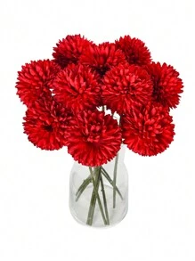 5入/10入組人造球菊花繡球花束，家居花瓶佈置，餐廳，臥室，花藝布置，婚禮，新娘捧花，手環花，胸花DIY素材，生日派對裝飾素材，情人節禮物和新年禮品