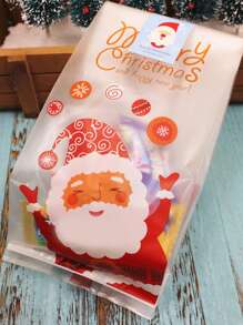 12入組隨機聖誕糖果包裝袋，餅乾袋，糕點袋，聖誕老人圖案婚禮派對禮品袋 - 彩色 - 查看 1