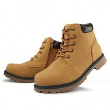 Kids Classic Zipper Lace Up Waterproof Wedding Party Prom Comfort Work Boot Fall Winter Boys Shoes Birthday Halloween Christmas Gifts - 棕色 - 查看 4