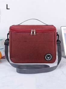 時尚女士野餐包豪華手提袋休閒戶外防水保溫袋手提包組織學生護士防水午餐包女性午餐盒包新的男女皆可大型冰袋 - 酒紅色 - 查看 1