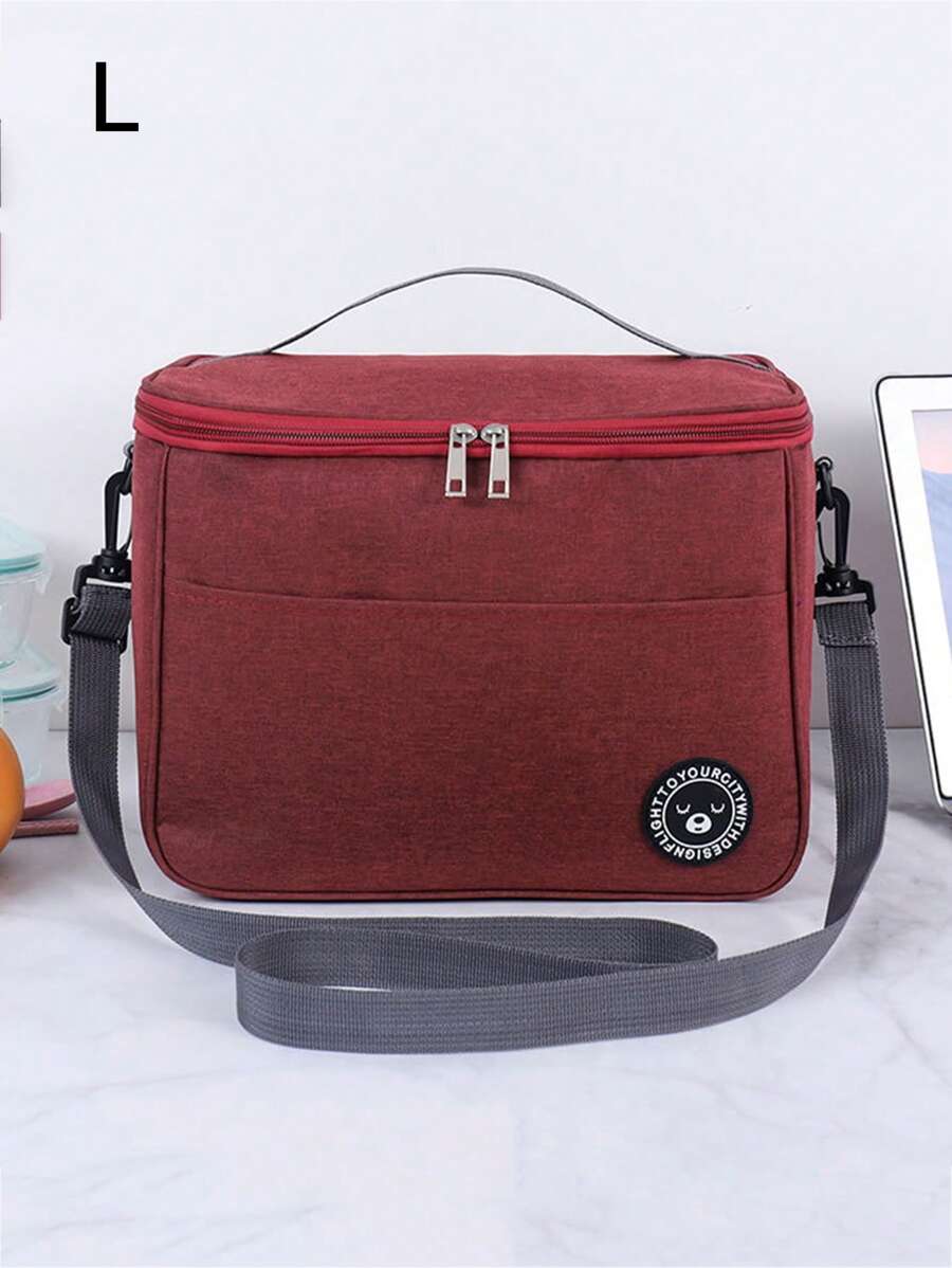 時尚女士野餐包豪華手提袋休閒戶外防水保溫袋手提包組織學生護士防水午餐包女性午餐盒包新的男女皆可大型冰袋 - 酒紅色 - 查看 1