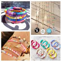 約 10,000 顆/套 56 色字母立方珠和平圓形聚合物粘土珠用於製作手鍊和項鍊,基本 Diy 珠寶配飾套裝 - 56種顏色 - 查看 3