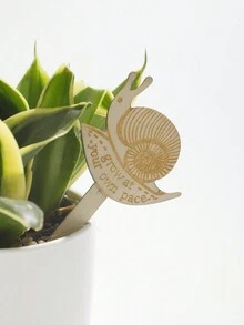 1 件木製蘑菇和蝸牛形狀花園裝飾配件,適合盆栽和戶外園藝 - 彩色 - 查看 2