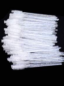 100Pcs Clear Disposable Eyelash Brushes Mascara Wands Lash Eyebrow Spoolies Mini Makeup Applicators