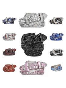 1pc Silver Punk Cowboy Rock Y2k Rivet Embellished Rhinestone Waist Belt Street,School Halloween Summer, School Fall, Autumn, Halloween Autumn-Winter Accessories,Suitable For Teens, Youth,Men,Casual, Outdoor, Athletic, Vacation, Graduation Gifts, Birthday, Daily Wear - Silver - View 6