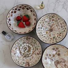 1 件椰子殼碗竹製沙拉碗木質裝飾糖果容器甜點碗碗貝殼碗桌面裝飾椰子儲物碗椰子碗巨型冰沙碗珠寶 - 鏽棕色 - 查看 2