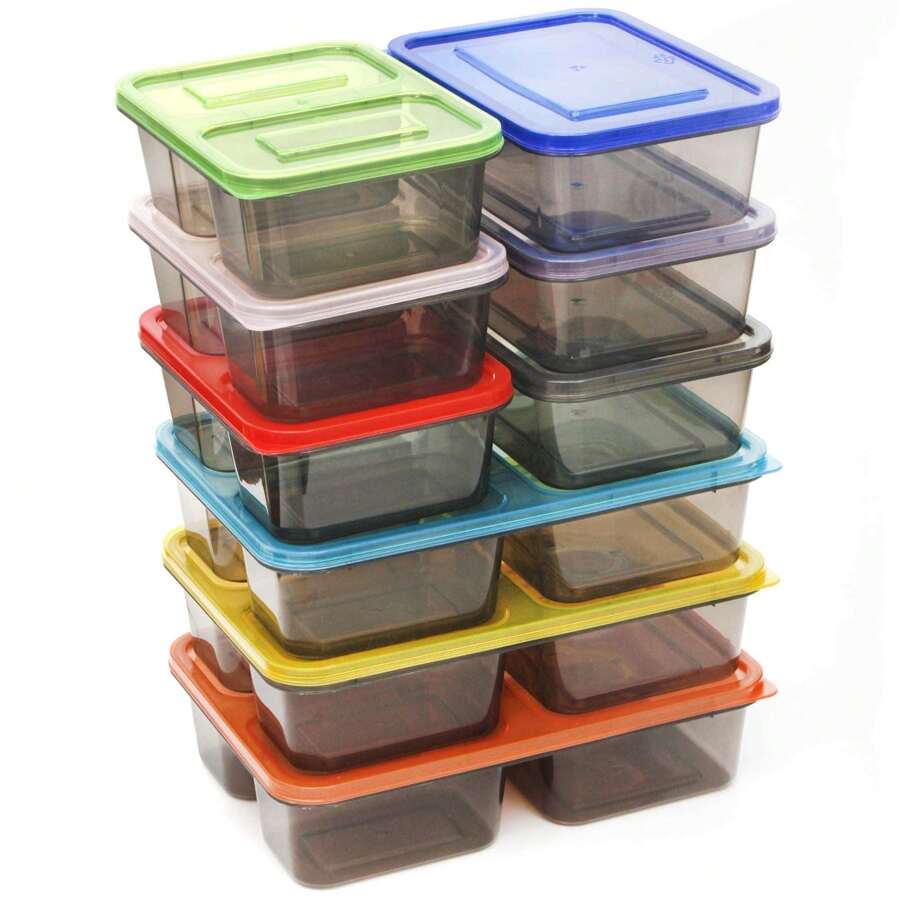 Youngever 9 Sets Meal Prep Containers, Reusable Plastic Food Storage Container Boxes Container Boxes (3 Size) - Verschiedenfarbig - Übersicht 1