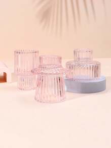 3-Piece Set Of Green Glass Candlesticks With Vertical Stripes, Dual-Purpose Candlesticks, Glass Candlestick Cups, Thick Candles And Thin Candles, Dual-Purpose High-End Candle Cups, Household Candlestick Ornaments, Halloween, Spooky, Autumn, Winter, Holiday, Festival, Room Decor, Gifts Birthday Graduation