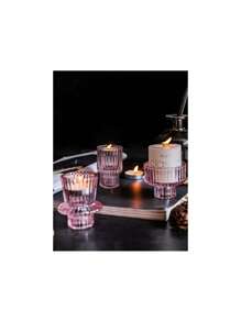 3-Piece Set Of Green Glass Candlesticks With Vertical Stripes, Dual-Purpose Candlesticks, Glass Candlestick Cups, Thick Candles And Thin Candles, Dual-Purpose High-End Candle Cups, Household Candlestick Ornaments, Halloween, Spooky, Autumn, Winter, Holiday, Festival, Room Decor, Gifts Birthday Graduation