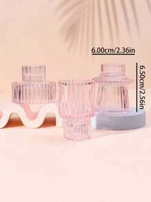 3-Piece Set Of Green Glass Candlesticks With Vertical Stripes, Dual-Purpose Candlesticks, Glass Candlestick Cups, Thick Candles And Thin Candles, Dual-Purpose High-End Candle Cups, Household Candlestick Ornaments, Halloween, Spooky, Autumn, Winter, Holiday, Festival, Room Decor, Gifts Birthday Graduation